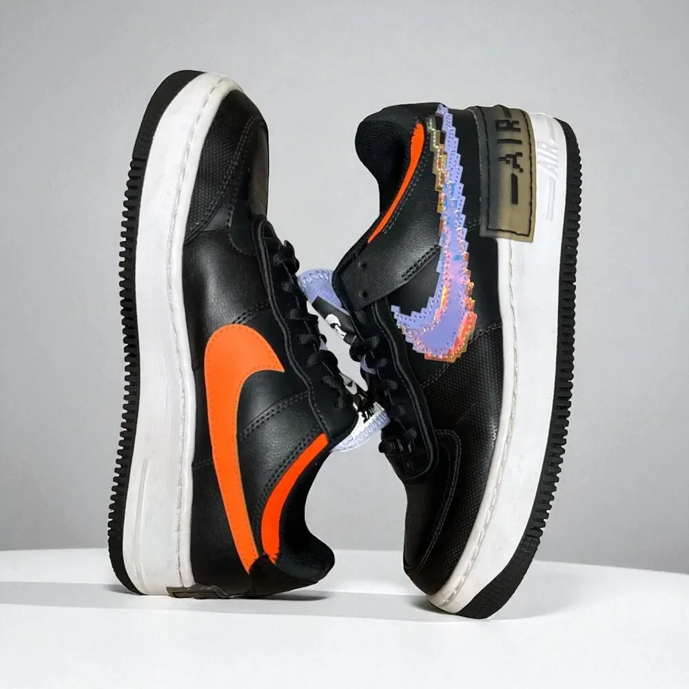 Nike Air Force 1 Pixel Black (Women's) sz 8 Multicolored Swoosh